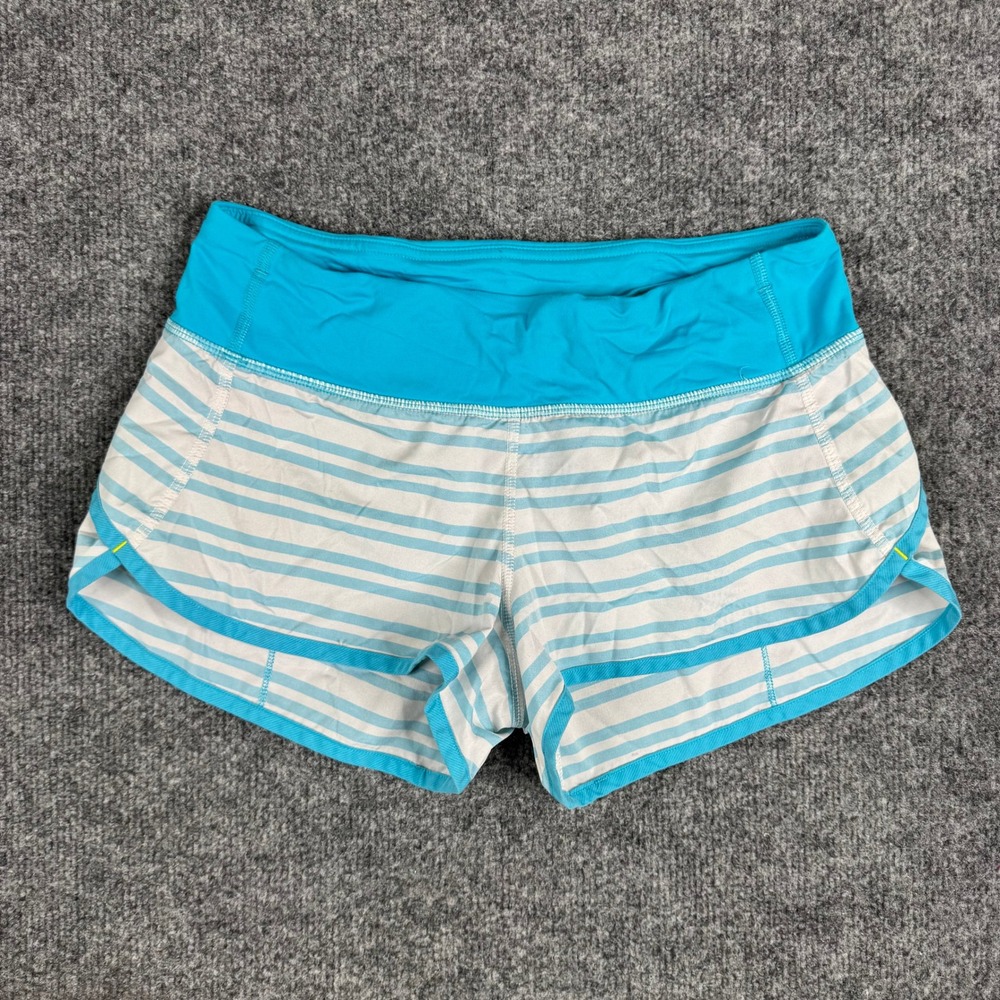 Lululemon Shorts Womens Size 4 Blue Striped Speed Up Running Athletic Workout